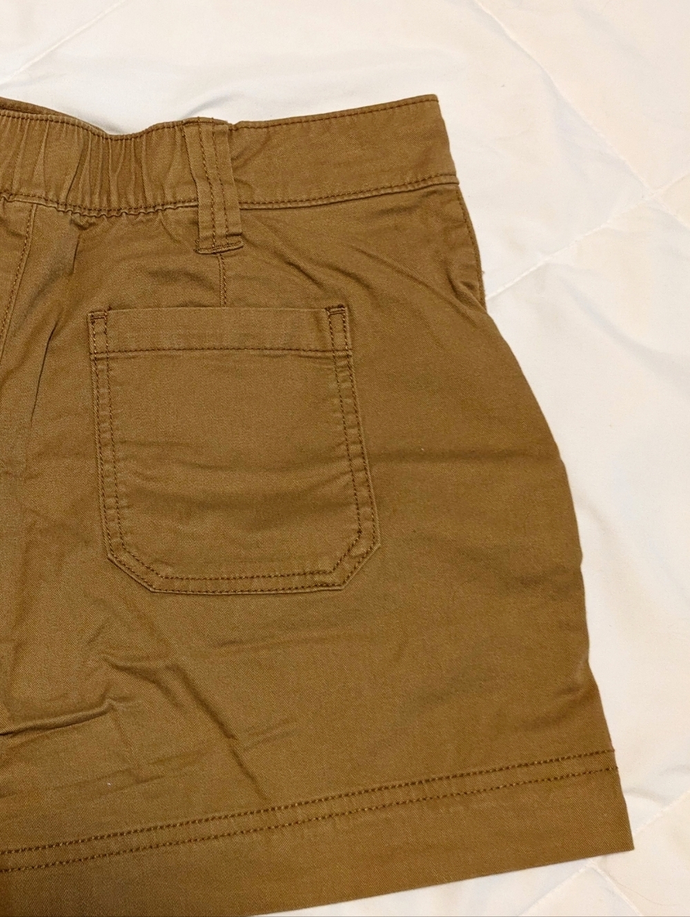 Stretchy Khaki Cotton Shorts - Picture 5 of 6